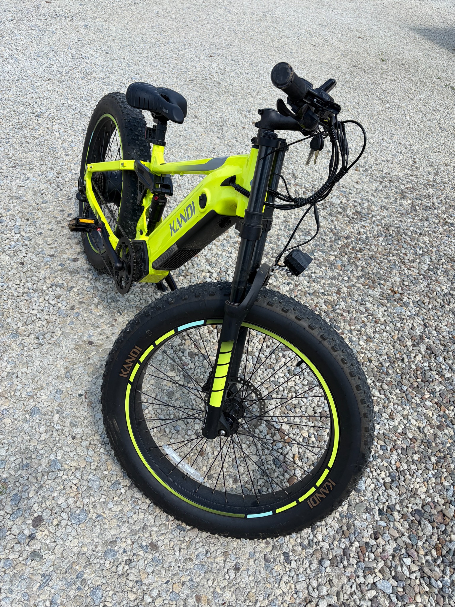 Front view of Kandi fat tire electric bike