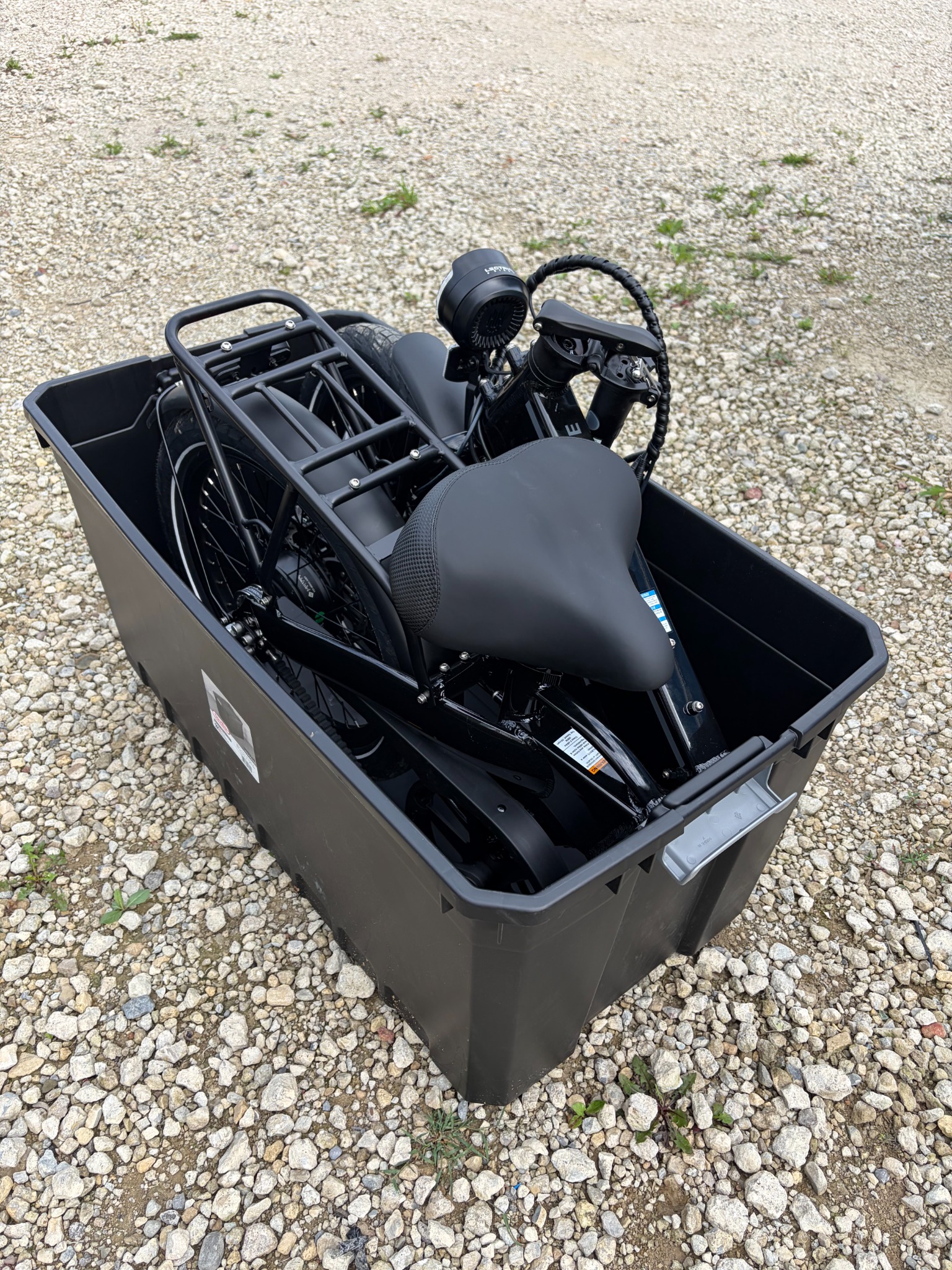 Folded e-bike compact for transport